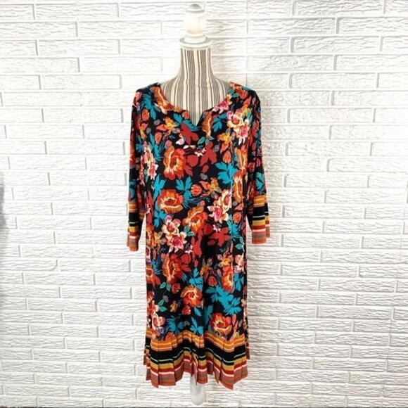 Violet B Multicolored Floral & Striped Dress Size 2X - Picture 1 of 7